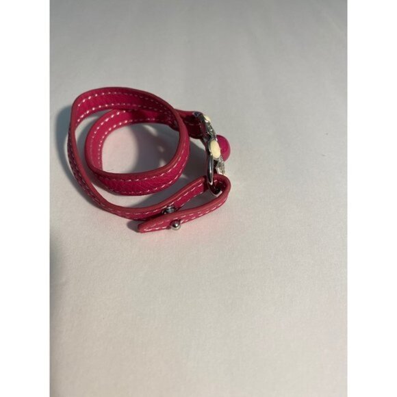 Lia Sophia Pink Leather Wrap Bracelet Adjustable Pink White Flower - Picture 2 of 8